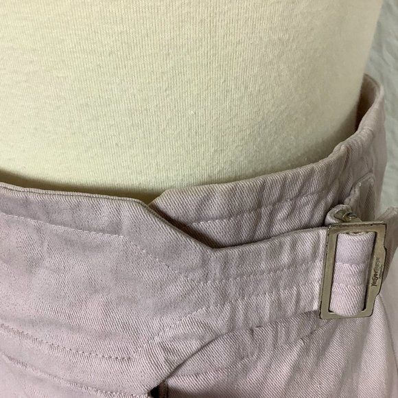 Vintage Y2K, 00s Yves Saint Laurent Rive Gauche Pink Beige Ruffle Pencil Skirt - Picture 5 of 12